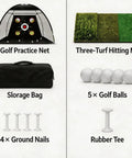 Backyard Golf Practice Net Kit 10x7ft With 3in1 Turf Mat And Carry Bag Includes 5 Balls Tees Ground Stakes For Indoor Outdoor Use