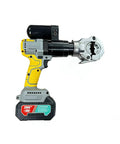QY-300 Battery Powered Electric Crimping Tool For Copper And Aluminum Cables 16 To 300mm2 Cordless hydraulic wire press plier side view.