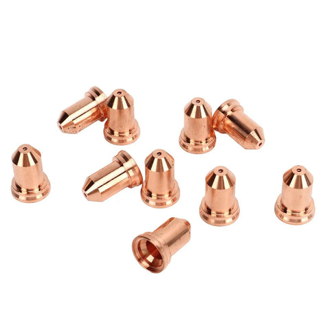 Super Cool 20Pcs Replacement Kit With Plasma Electrode Tips And Brass Nozzles For PT80 IPT-80 PTM-80 Cutter Torch, copper electrode tips arranged.