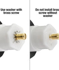 Chrome Touch Toe Tub Stopper Fits 2 Inch Cross Arm Drains With Adapters For Five Sixteenths And Three Eighths Inch Thread Sizes Hands Free Press To Close Or Open No Tools Required Bathroom Drain Accessory with washer installation guidance