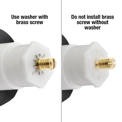 Chrome Touch Toe Tub Stopper Fits 2 Inch Cross Arm Drains With Adapters For Five Sixteenths And Three Eighths Inch Thread Sizes Hands Free Press To Close Or Open No Tools Required Bathroom Drain Accessory with washer installation guidance