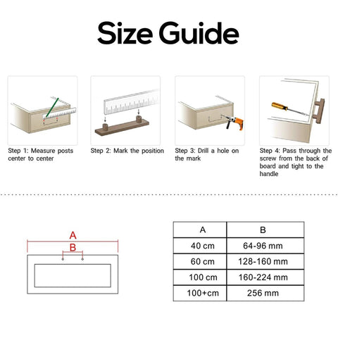 Size guide for 3 Inch Cabinet Handles Solid Stainless Steel Drawer Pulls Brushed Rose Gold Finish installation steps and dimensions