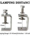 Two stainless steel C-clamps with wide 47mm jaws for heavy-duty woodworking and repairs, Amazon brand