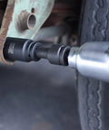 Using Built Tough CrV Steel Three Quarter Inch Drive Impact Extension Bar Set on car's tight space with impact wrench.
