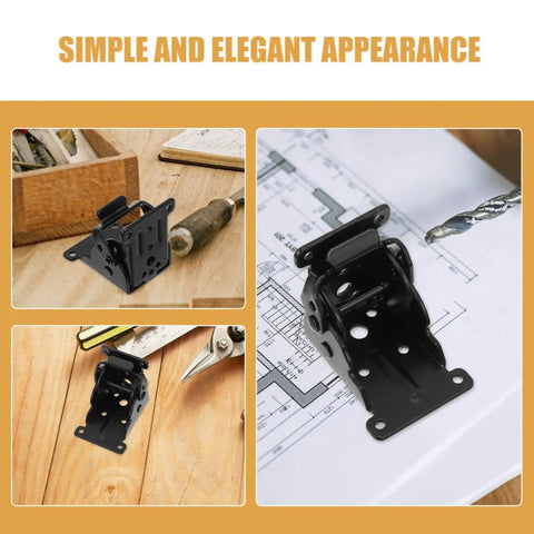 Heavy Duty Folding Table Hinge With 90 Degree Self Locking Mechanism Iron Hidden Folding Table Leg Bracket on wooden workbench