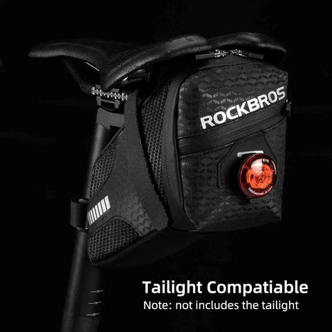 1.5L Bike Saddle Bag For Mountain And Road Bikes, Durable PU Fabric Seat Pouch with Diamond Grid Shield, taillight compatible.
