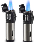 2 Pack Torch Lighters With Triple Jet Flame, Refillable Butane Lighters, Windproof Pocket for Grill, Kitchen, Fireplace and Camping