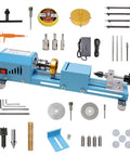 Slick Compact Mini Wood Lathe Machine With Multi Purpose Turning And Milling Kit For Polishing Grinding And Cutting 24V DC 96 Watt 7 Speeds Right Out The Box Ready with tools and accessories.