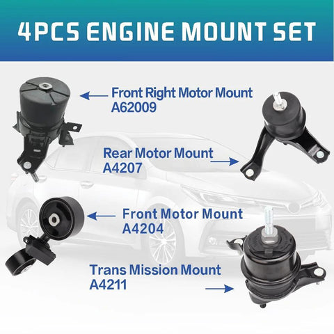 Engine Motor Mount Set For 2007 2011 Toyota Camry 2.4L Auto Transmission Direct Fit Replacement OE A62009 A4211 A4274 A4207