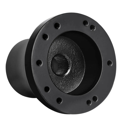 Slick Club Car DS Golf Cart Steering Wheel Adapter for 5 And 6 Hole Column showing black steel flange bracket design.
