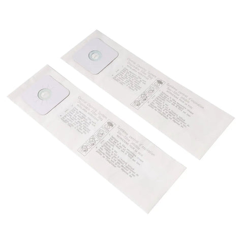 Two white 9 Pack Replacement Central Vacuum Bags for Nutone 391 And CV Series with printed instructions visible