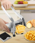 French Fry Cutter by Amazon, stainless steel potato slicer with 2 blades for cutting potatoes into fries