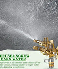 Four Piece 1/2 Inch Heavy Duty Brass Impact Sprinkler Set With Fully Adjustable 360 Degree Rotation showing diffuser screw for water control.