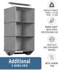 Heavy Duty Hanging Closet Organizer with Built In Garment Rod Three Shelf Storage in grey 600D fabric showing bamboo inserts and metal rods