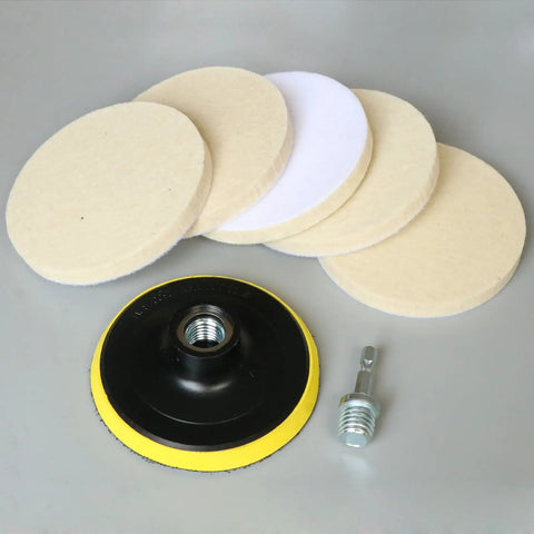 4 Inch Wool Felt Polishing Pad Buffing Wheel Kit for Drill, Fine Metal Glass Stone Polishing, Pro Grade Buffing Pad Set