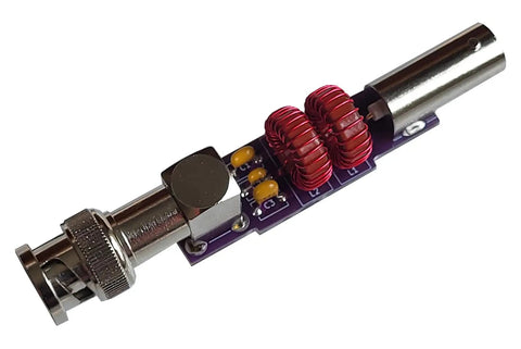 QRP AM Broadcast Interference BCI Filter with Male to Female BNC, Ready To Plug In for QRP Radios, front view, compact design