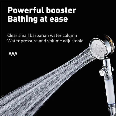 High Pressure Handheld Showerhead With Filters And Vortex Hydro Jet Turbo Propeller 360 Degree Rotating