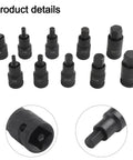 Beefy One Half Inch Square Drive Converter Kit For Impact Wrenches Chrome Vanadium Socket Adapters H4 Through H19 Hex Bit Holders
