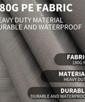 Heavy Duty 10x20 Carport Replacement Cover Fits 10x20 Frames Waterproof Gray Top Tarp Canopy Fabric Detail