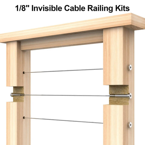 3/16 Inch Invisible Cable Railing Kit 40 Pack For Wood And Metal Deck Posts Featuring Zero Visible Bolts And A Slick Modern Finish To Seriously Level Up Your Outdoor Deck Or Stairway Setup Today.
