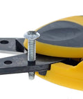 Close-up of Kinetic Reflex T-Stripper 45-915 Wire Stripper for 10-20 AWG, yellow handle, gripping screw for precise cutting.
