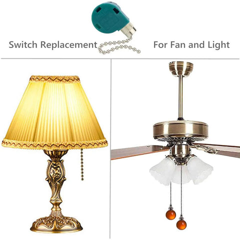 3 Speed 4 Wire Pull Chain Ceiling Fan Switch Replacement for ceiling fans, wall lamps, and cabinet lights, model 268S6.