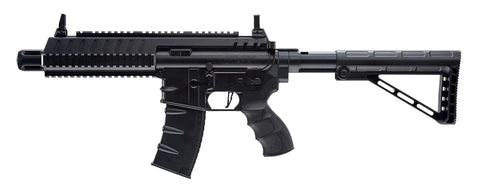 Steel Strike Automatic 177 Caliber BB Gun Air Rifle With 900 BB Drop Free Magazine CO2 Powered Single Shot Or 6 Round Burst Flip Up Sights Matte Black