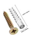 40 Piece Heavy Duty Drywall Anchors and Screws Kit for Wood and Drywall, Steel Construction, close-up of screw and anchor dimensions