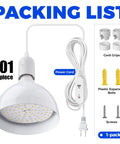 Next Level Heavy Duty Hanging Grow Light Bulbs For Indoor Plants 25W Full Spectrum with power cord and mounting accessories.