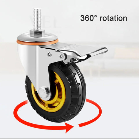 Built Tough Heavy Duty Caster Wheels With Dual Lock Brakes For Furniture And Workbenches, Top Plate Swivel Casters With Brake close-up