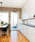 Kitchen with cabinets covered in Self Adhesive Decorative Film Whitewood 17 By 78 Inch Roll 4 Pack With Applicator Peel And Stick For Cabinets Walls Furniture And Home Decor Projects D I Y Friendly Easy To Cut And Apply Removable With Minimal Residue