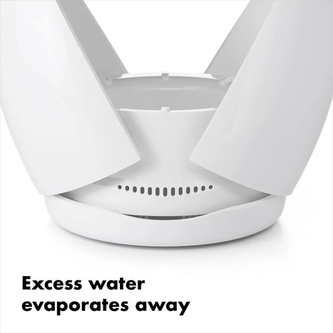 Concealed Toilet Plunger With Auto Open Canister Ventilated Drip Tray For Quick Drying shown open with evaporation holes