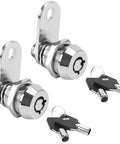 Two Pack Tubular Cam Locks Seven Eighth Inch Cylinder Fits Cabinets And Drawers Keyed Alike with chrome finish