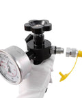 Nitrogen Shock Fill And Accumulator Charging Kit With Three Gauges 1500 PSI 4000 PSI And 6000 PSI, showing gauge and adapter connection.