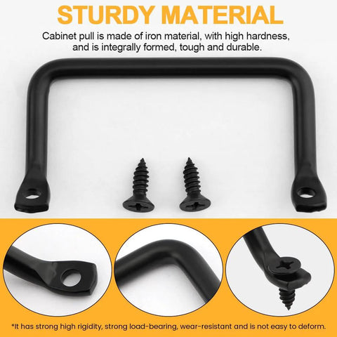 Matte Black 4 Inch Cabinet Pulls 4 Pack With Screws Modern Iron Drawer Handles shown with screws and details in smooth finish