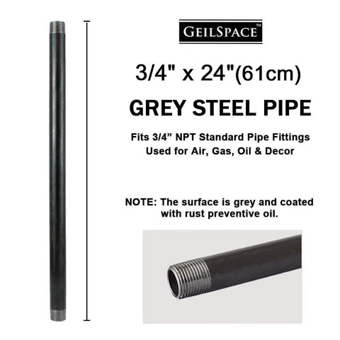 Heavy Duty Three Quarter Inch Steel Pipe Twenty Four Inch Long Set Of Four For DIY Industrial Shelving Built To Last
