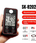 Pro Grade Color Temperature Tester And Illuminance Meter With Ultra Precise 0.5 To 300000 Lux Range LED Illumination Test Meter For Photography And Video Photometric Luminance Measurement Device, SK-8202 handheld black