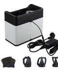 Automatic Portafilter Cleaner Machine Electric Espresso Knock Box For Chomping Coffee Pucks Fast With Durable Stainless Steel Finish For Real Deal At Home Baristas with power cord and attachments