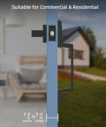 Front Entry Door Handle Set With Single Cylinder Lever In Satin Nickel Finish For Exterior Or Interior Use on a door edge