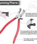 Red-handled pliers from 40 Piece 1 Inch Key Fob Hardware Set With Pliers For Wristlets Lanyards And Key Chains Making Supplies In Four Colors For DIY Keychain Projects Great For Crafting And Gift Giving