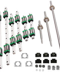 Beefed Up Linear Rail Kit With Dual HGR20 Rails And Four Blocks, SFU1605 Ballscrew Set In 400mm, 700mm, Or 1000mm, Includes BKBF12 End Supports, Nut Housing, And Coupling For Precision CNC Builds, linear rail and ballscrew components
