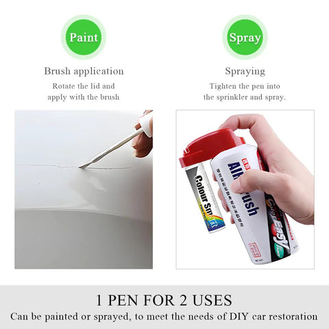Touch Up Paint Pen For Cars Quick Scratch Repair That Blends With Your Original Finish, brush and spray application methods shown