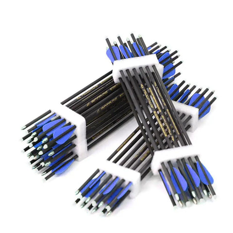 Bundle of Mini Crossbow Bolts 13 Inch 6 Pack Carbon Arrows 5.2mm Outer Diameter With Steel Tips And Half Moon Nocks, Blue
