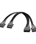 Molex Splitter Power Cable LP4 4 Pin Male To 3 4 Pin Female Y Cable For IDE Hard Drives And CD DVD Drives, PSU Power Extension, Copper Conductors, Durable IDE Peripheral Connector. Black 45cm LP4 Y-splitter cable with 4 connectors