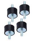 Heavy Duty M4 Rubber Anti Vibration Mounts Pro Grade Shock Absorbers For Air Compressor Pumps and Workshop Gear, black rubber pads with metal bolts.