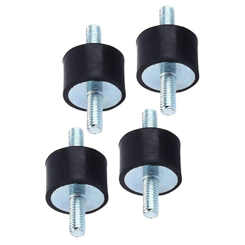 Heavy Duty M4 Rubber Anti Vibration Mounts Pro Grade Shock Absorbers For Air Compressor Pumps and Workshop Gear, black rubber pads with metal bolts.