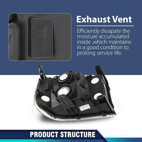 Exhaust vent of Headlights Assembly For 2007-2013 GMC Sierra 1500 And 2007-2014 GMC Sierra 2500HD 3500HD Halogen Kit
