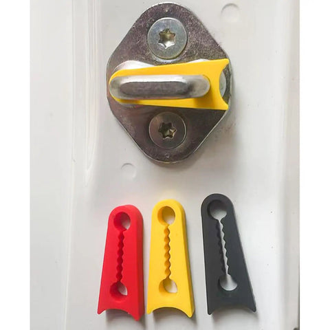 Silicone Car Door Damper Pads 12 Pack Slams Free Sound Deadening Buffers in red yellow black for vehicle door protection.