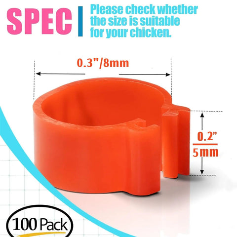 8mm Plastic Pigeon Leg Band Red with 0.3 inch diameter for Poultry Management and Breeding