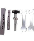 Components of Concealed Hinge Jig With Precision Drill Guide And Adjustable Depth Quick Clamp For Cabinet Doors